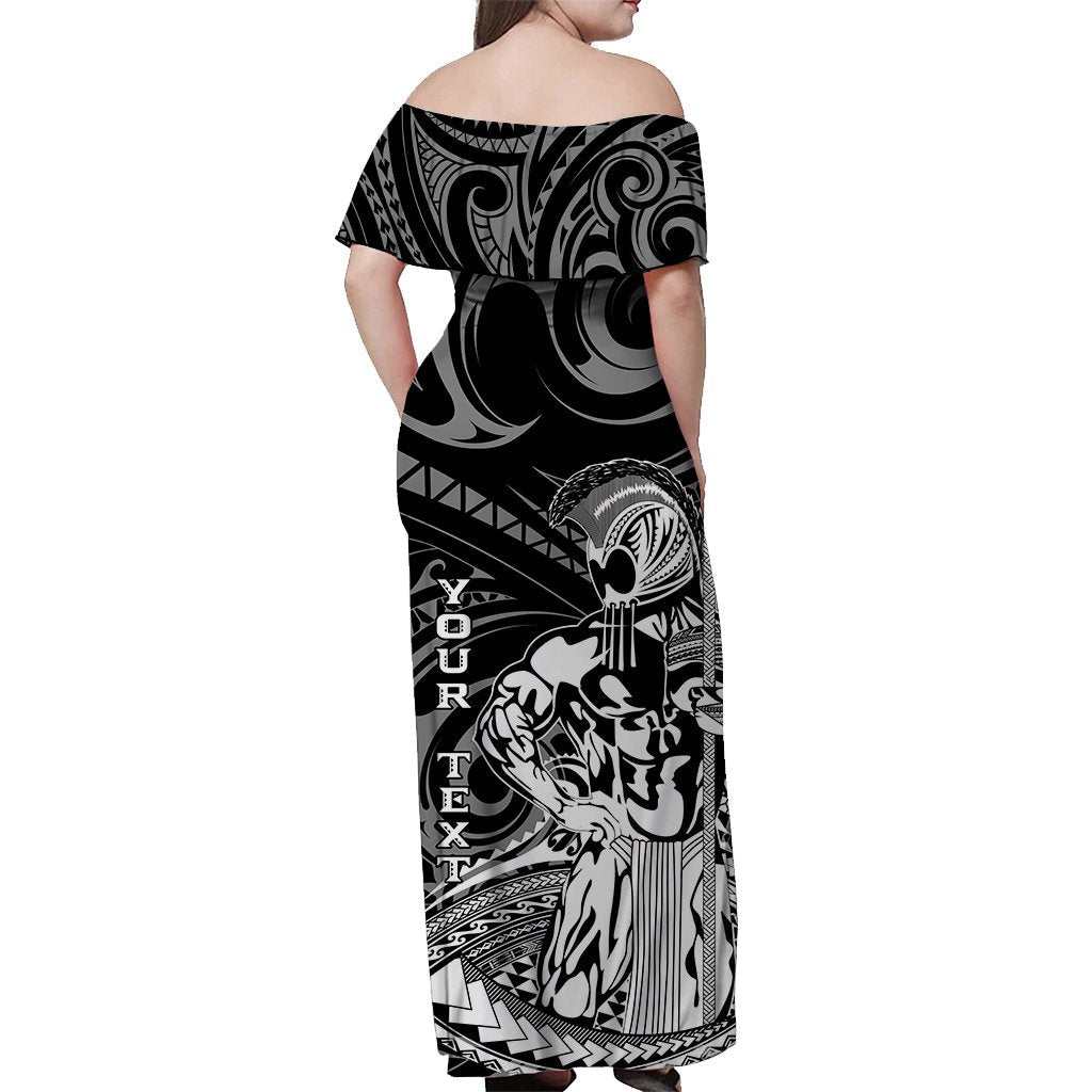 Custom Personalised Hawaii Ikaika Warrior Off Shoulder Long Dress
