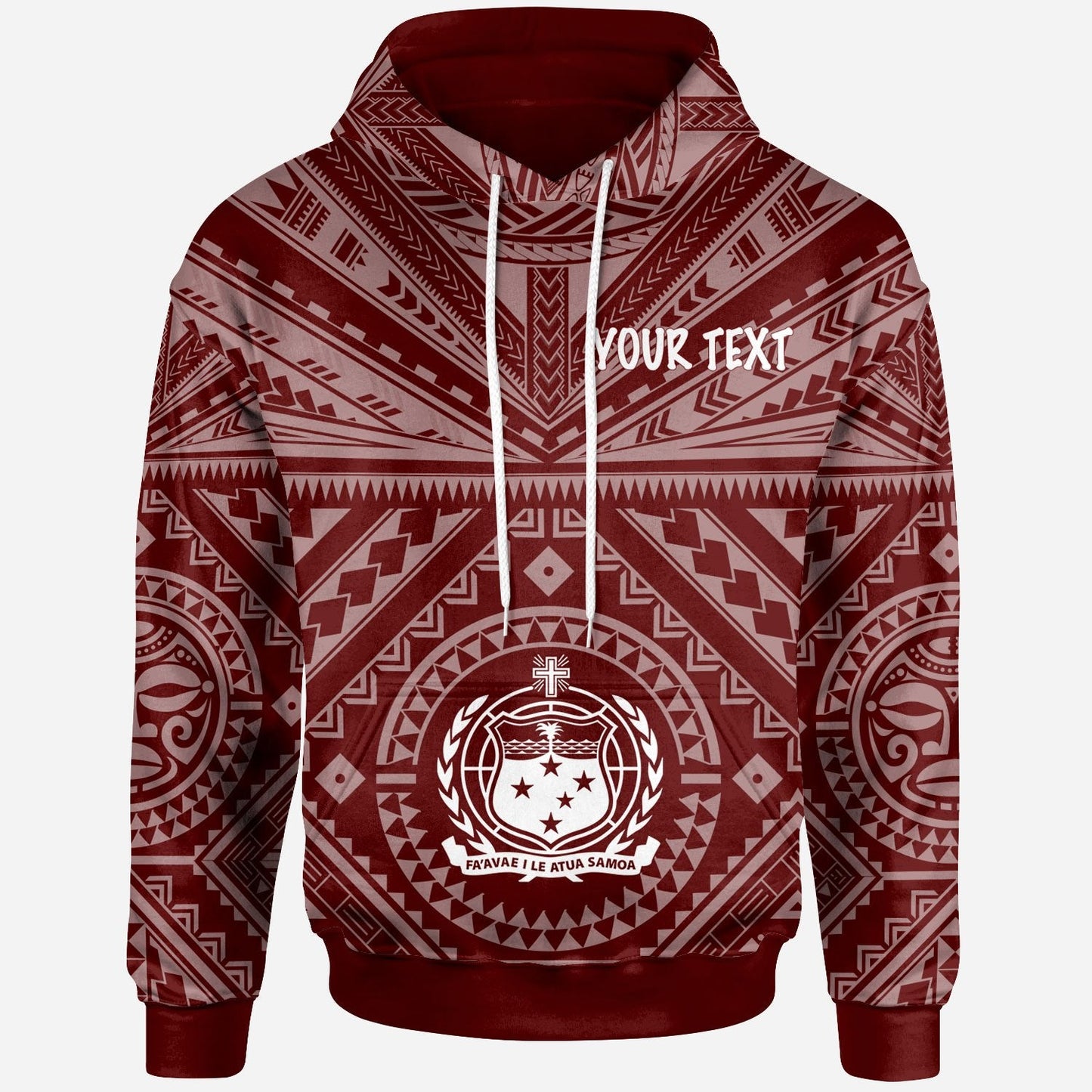 Samoa Hoodie Samoa Seal In Polynesian Tattoo Style (Red)