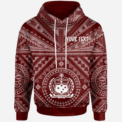 Samoa Hoodie Samoa Seal In Polynesian Tattoo Style (Red)