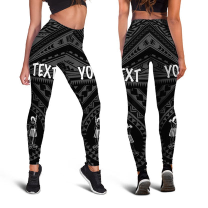 Fiji Personalised Women's Leggings - Fiji Seal With Polynesian Tattoo Style Black