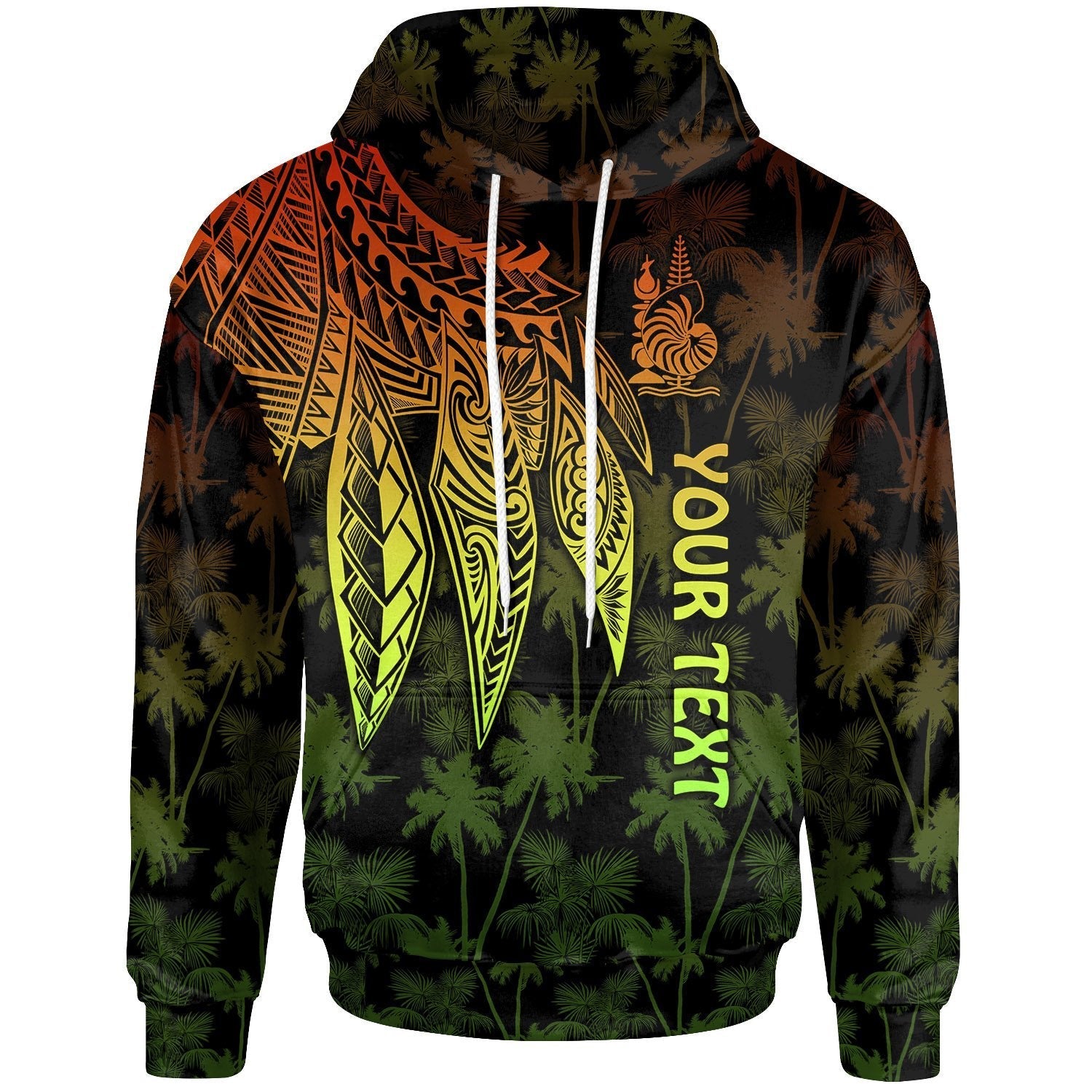 New Caledonia Personalised Hoodie Polynesian Wings Reggae