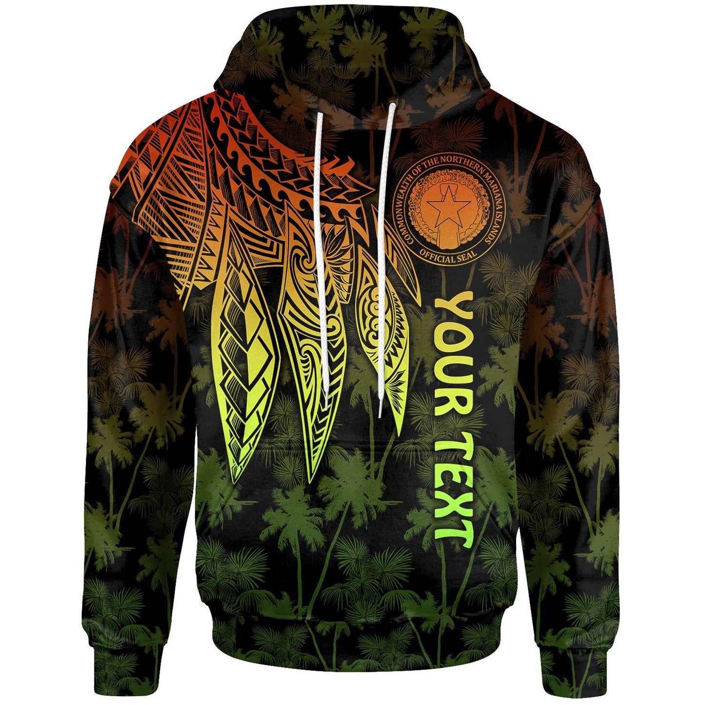 Northern Mariana Islands Polynesian Personalised Hoodie Polynesian Wings Reggae