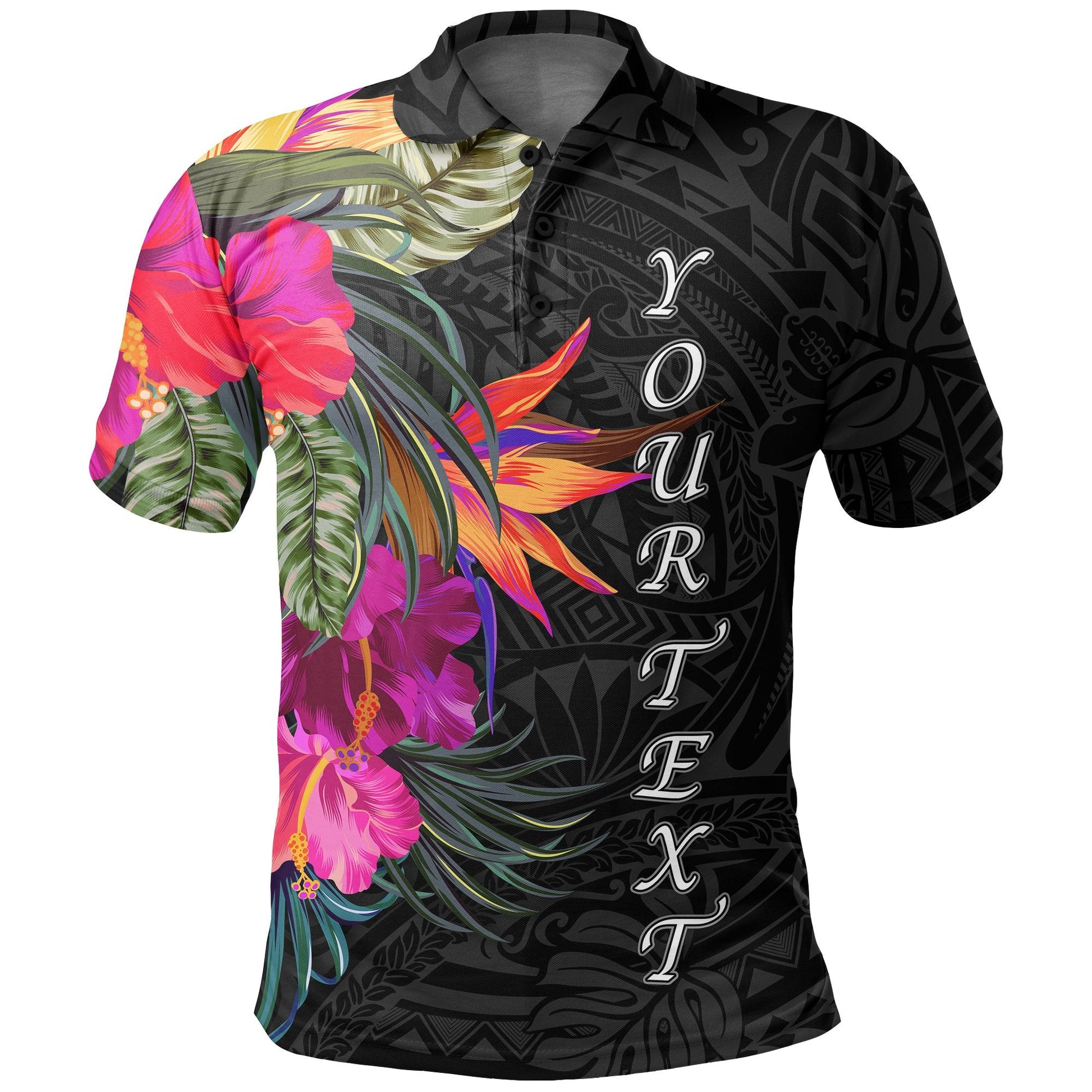 Polynesian Custom Personalised Polo Shirt - Hibiscus Pattern