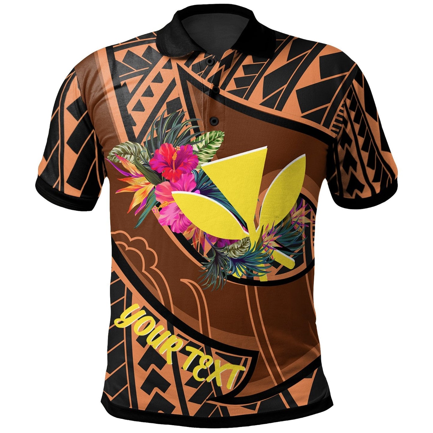 Hawaii Kanaka Maoli Personalised Polo - Polynesian Hook And Hibiscus