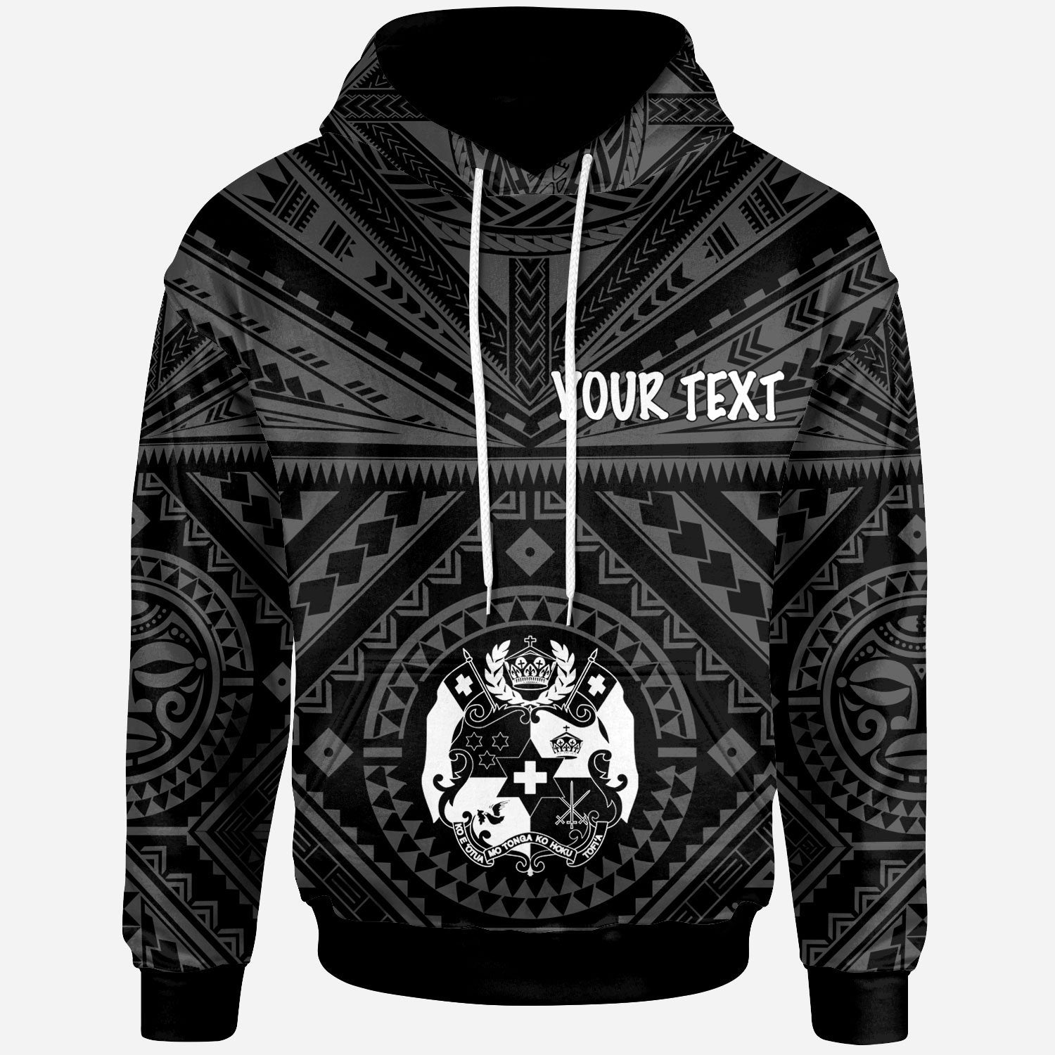 Tonga Hoodie Tonga Seal With Polynesian Tattoo Style (Black)