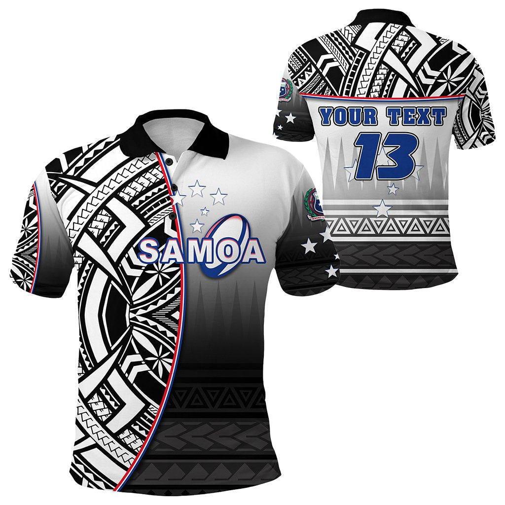Custom Personalised Manu Samoa Rugby Polo Shirt Impressive Version Black - Custom Text and Number