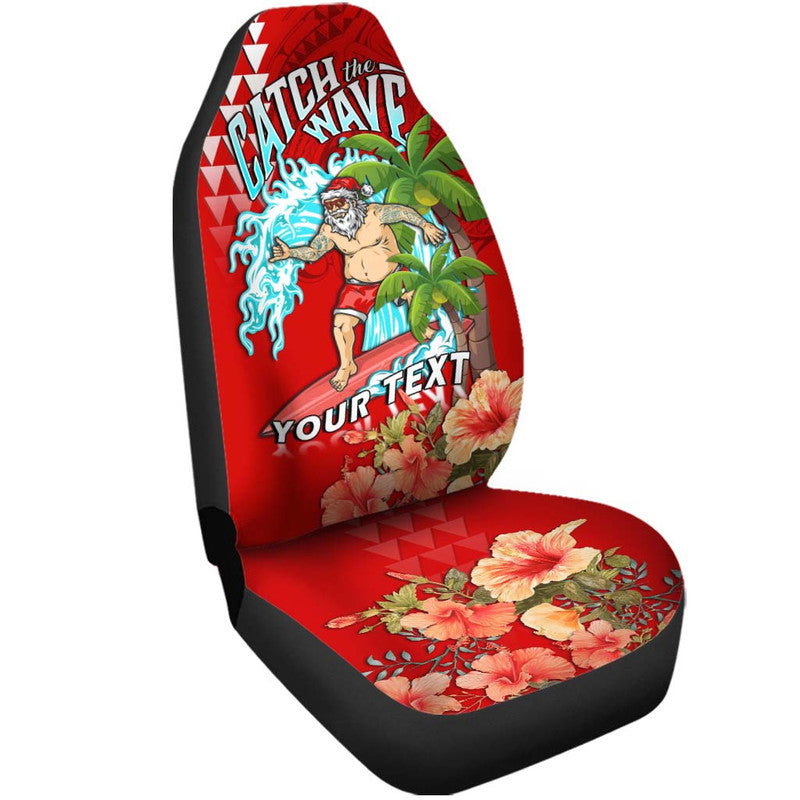 (Custom Personalised) Hawaii Mele Kalikimaka Car Seat Cover Santa Claus Surfing Xmas Time