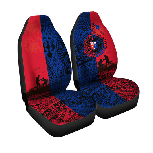 Samoa Independence Day Quotes Car Seat Cover Military Polynesian Pattern