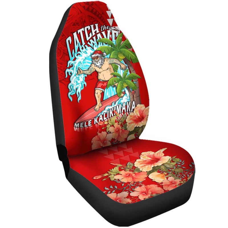 Hawaii Mele Kalikimaka Car Seat Cover Santa Claus Surfing Xmas Time