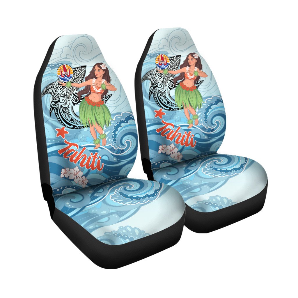 French Polynesia Car Seat Cover Polynesian Girls With Shark