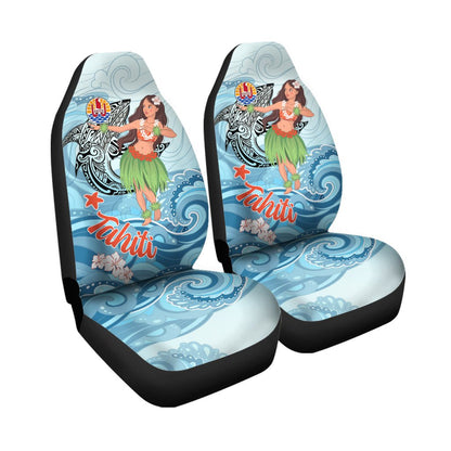 French Polynesia Car Seat Cover Polynesian Girls With Shark