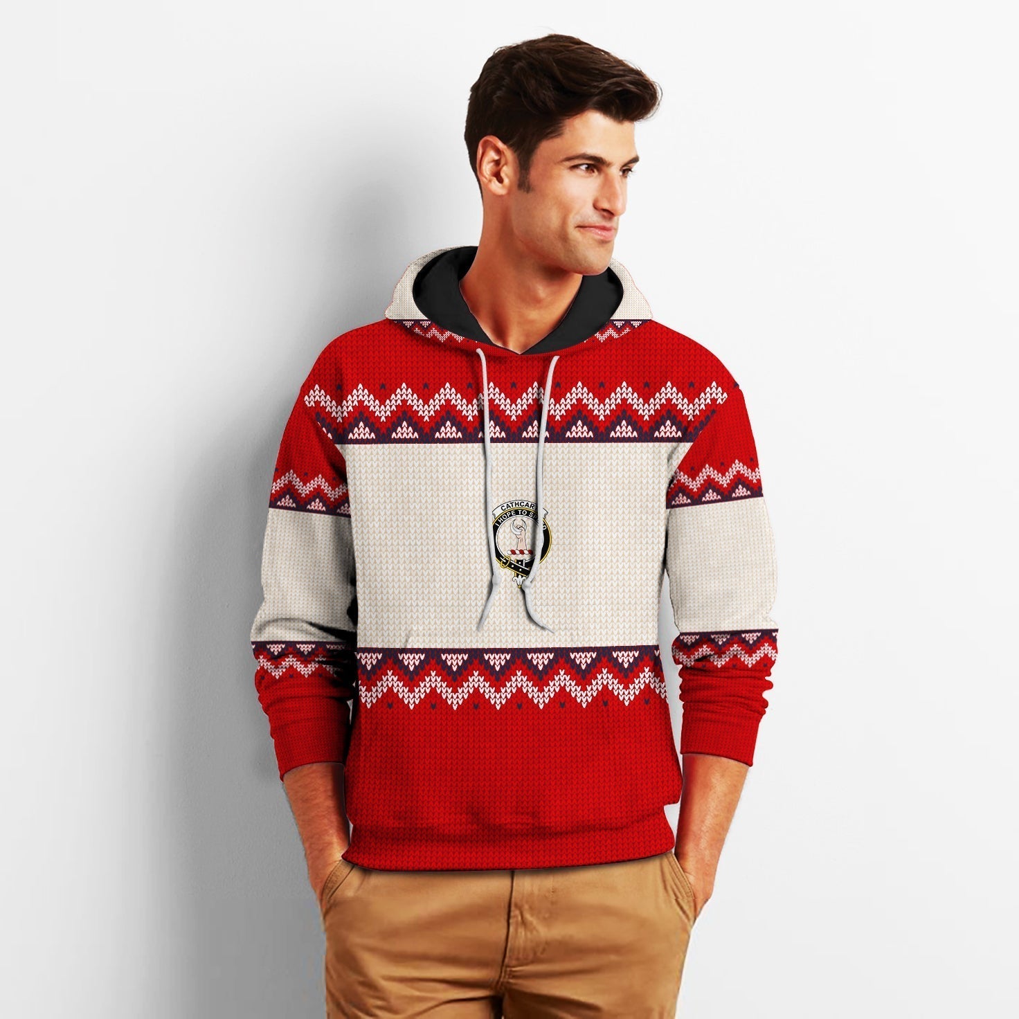 Printivon Tartan Vibe Cathcart Christmas Tartan Knitted Hoodie