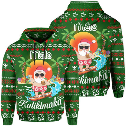 Hawaiian Santa Claus Mele Kalikimaka Hoodie Green Aviv Style AH