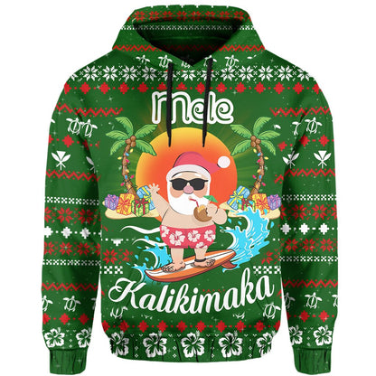 Hawaiian Santa Claus Mele Kalikimaka Hoodie Green Aviv Style AH