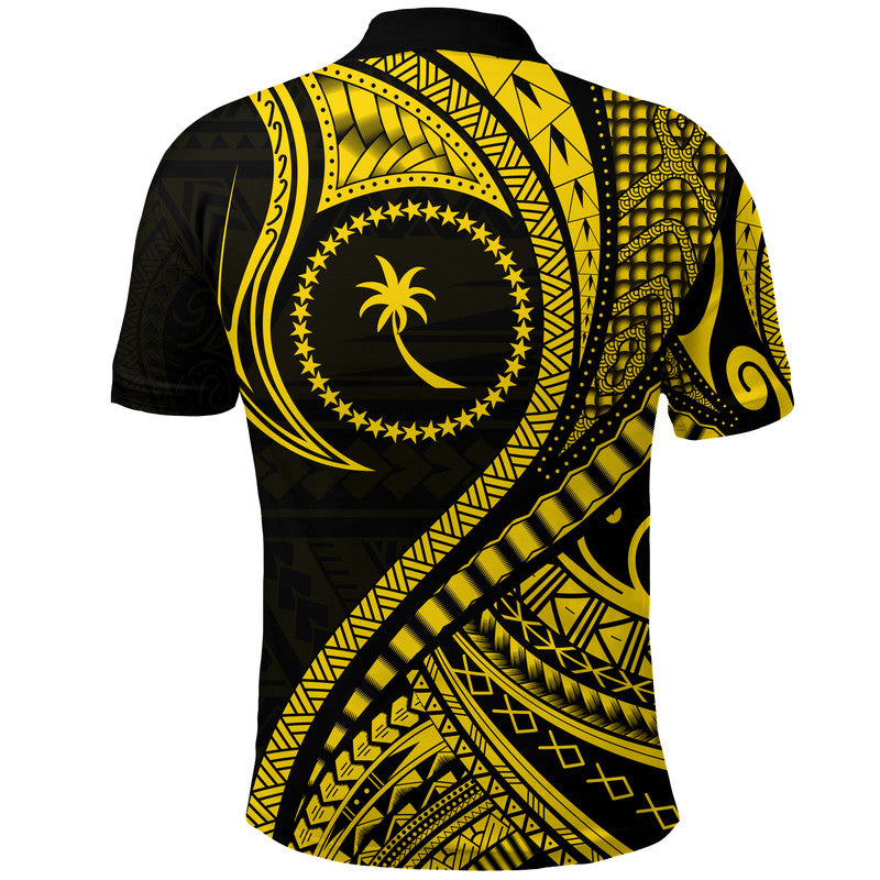 Chuuk Polo Shirt Federated States Of Micronesia Gold Wave Style