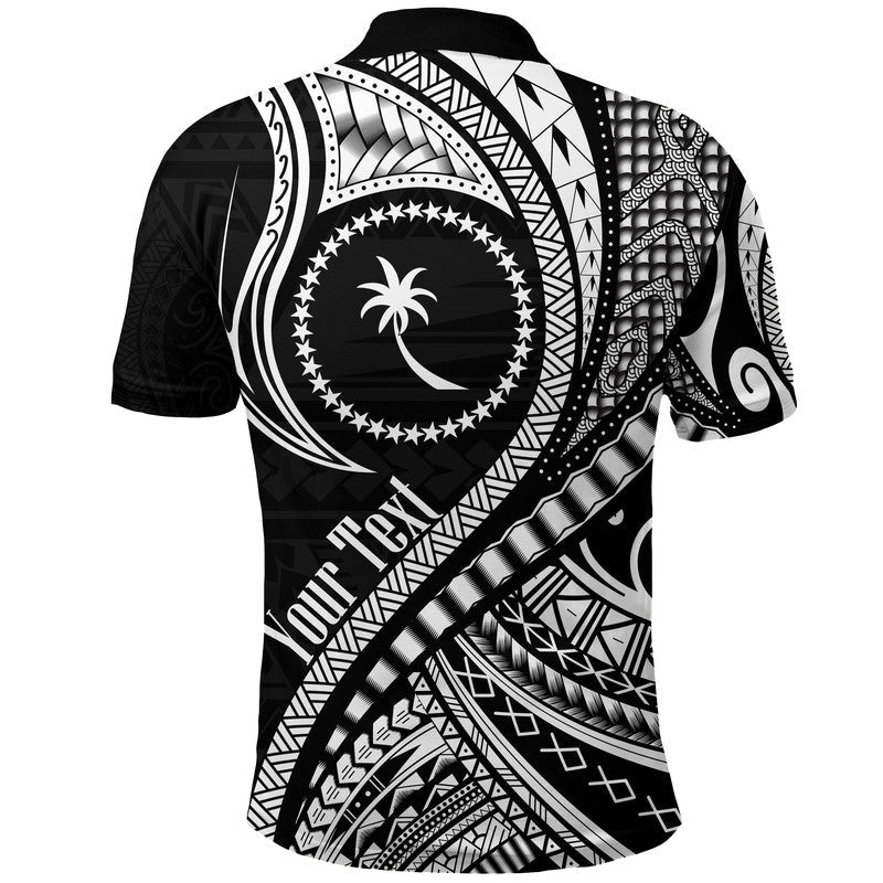 Custom Personalised Chuuk Polo Shirt Federated States Of Micronesia Black Wave Style