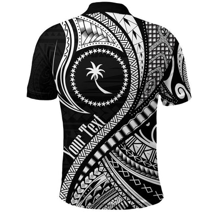 Custom Personalised Chuuk Polo Shirt Federated States Of Micronesia Black Wave Style