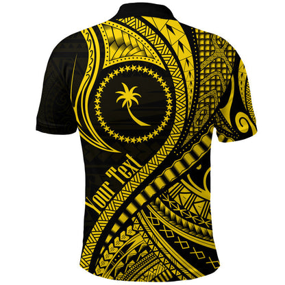 Custom Personalised Chuuk Polo Shirt Federated States Of Micronesia Gold Wave Style