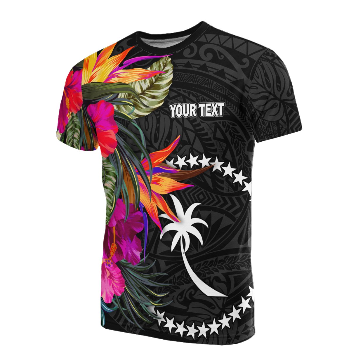 Chuuk Custom Personalised T - Shirt - Hibiscus Pattern