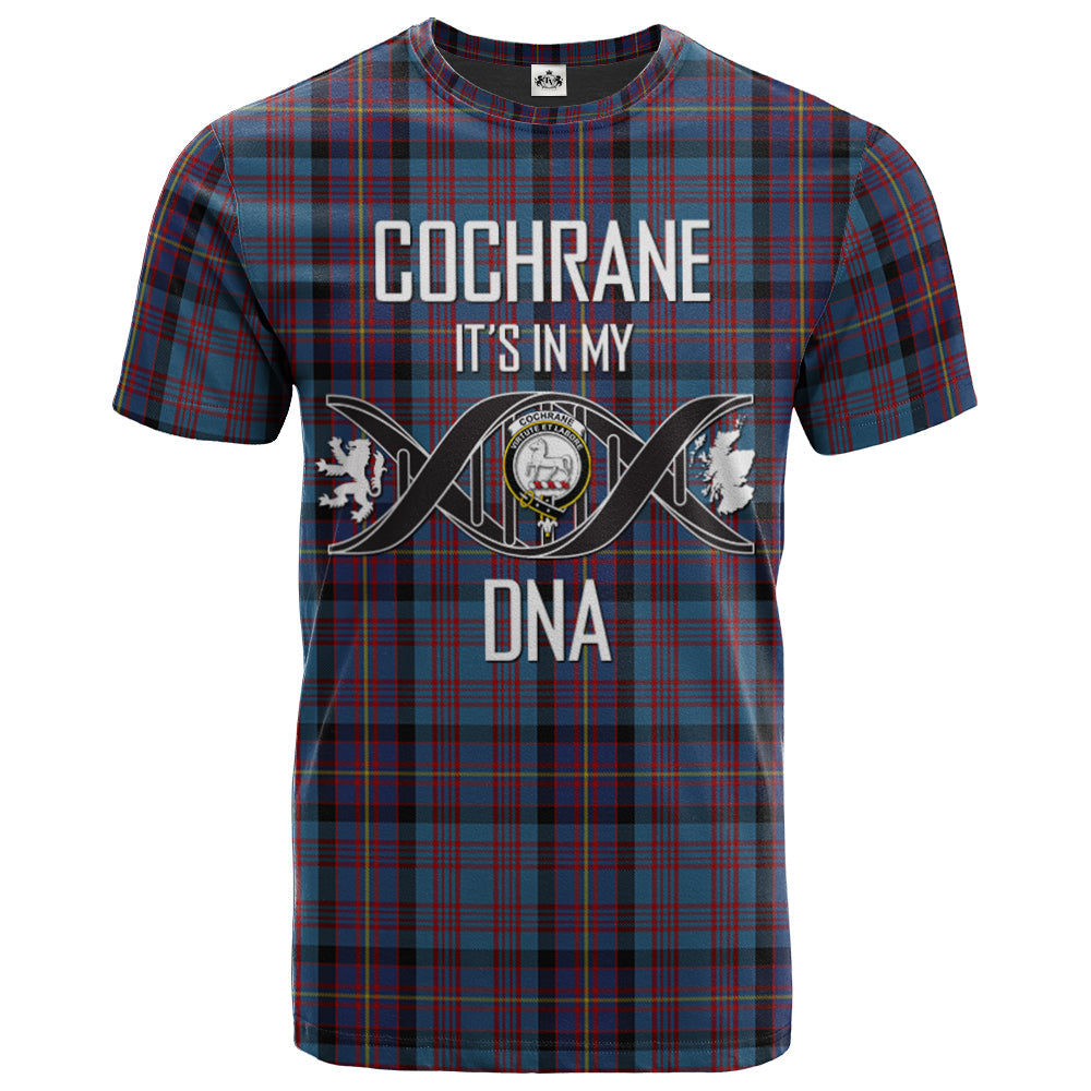 Printivon Cochrane Azure Clan DNA In Me Tartan Crest T Shirt
