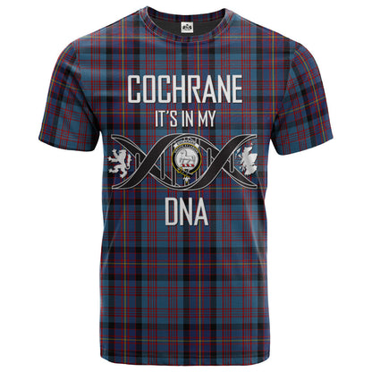 Printivon Cochrane Azure Clan DNA In Me Tartan Crest T Shirt
