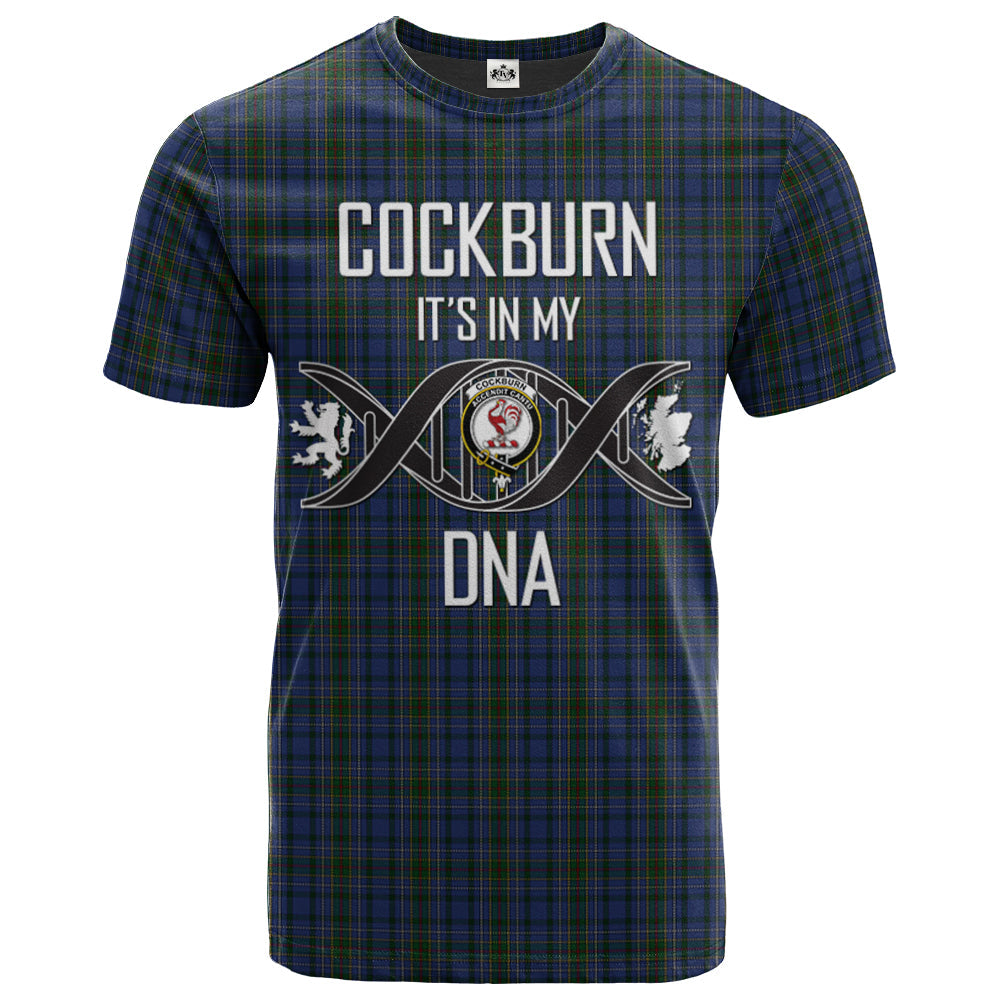 Printivon Cockburn Blue Clan DNA In Me Tartan Crest T Shirt