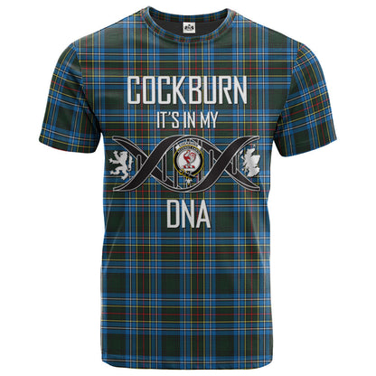Printivon Cockburn Modern Clan DNA In Me Tartan Crest T Shirt