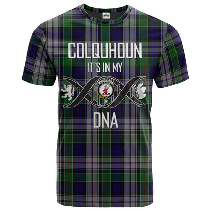 Printivon Colquhoun Dress Clan DNA In Me Tartan Crest T Shirt