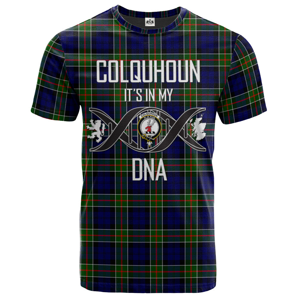 Printivon Colquhoun Modern Clan DNA In Me Tartan Crest T Shirt