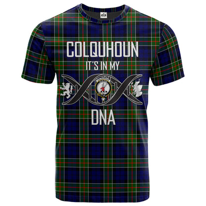 Printivon Colquhoun Modern Clan DNA In Me Tartan Crest T Shirt