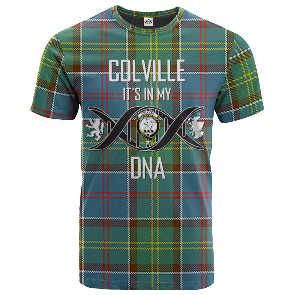 Printivon Colville Clan DNA In Me Tartan Crest T Shirt