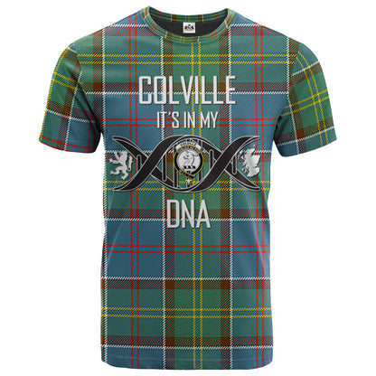 Printivon Colville Clan DNA In Me Tartan Crest T Shirt