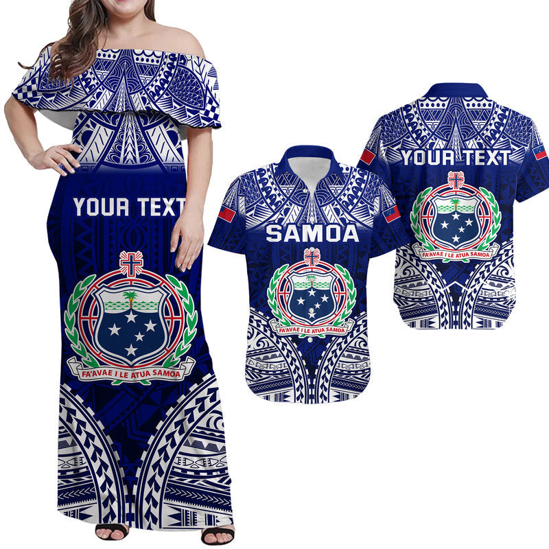 (Custom Personalised) Matching Outfits For Couples Samoa Coat Of Arms Combo Dress and Shirt Polynesian Pattern