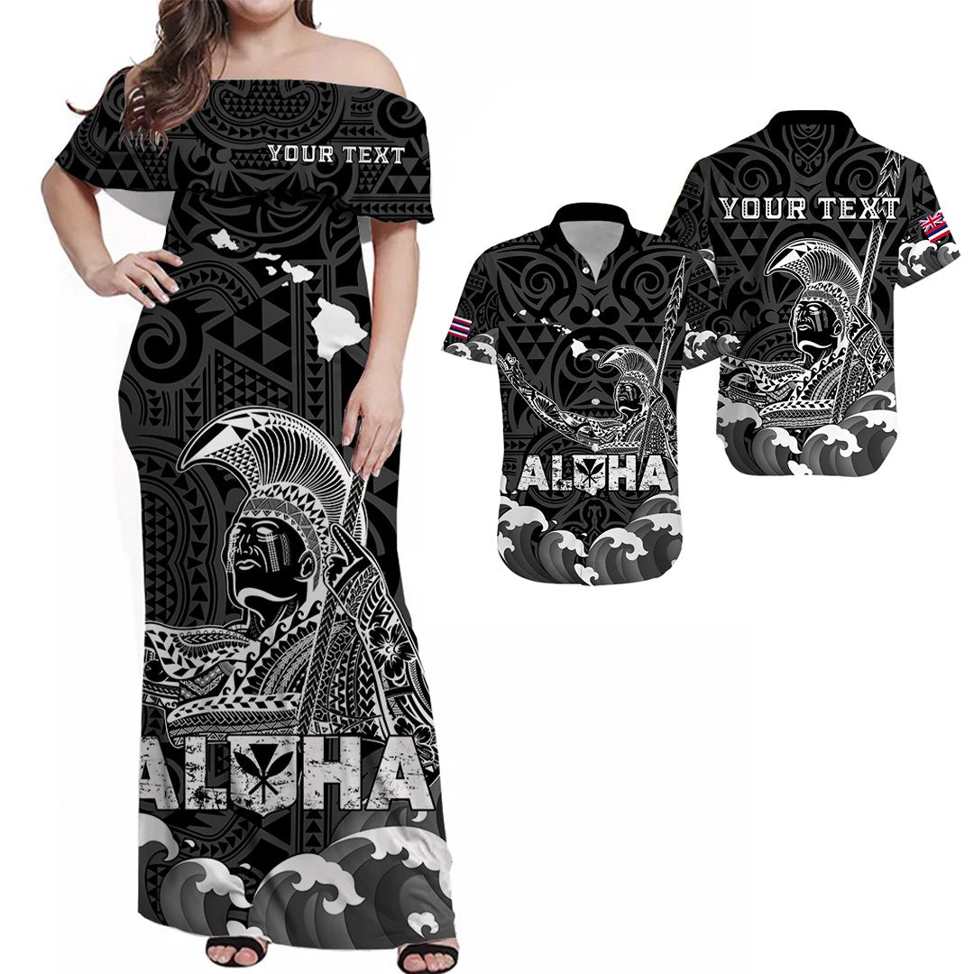 (Custom Personalised) Hawaii Matching Clothes For Couples King Kamehameha Aloha Hawai'i Nei Combo Dress And Hawaiian Shirt