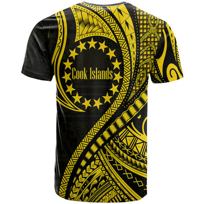 Cook Islands T Shirt Gold Polynesian Wave Style