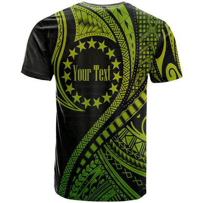 (Custom Personalised) Cook Islands T Shirt Green Polynesian Wave Style