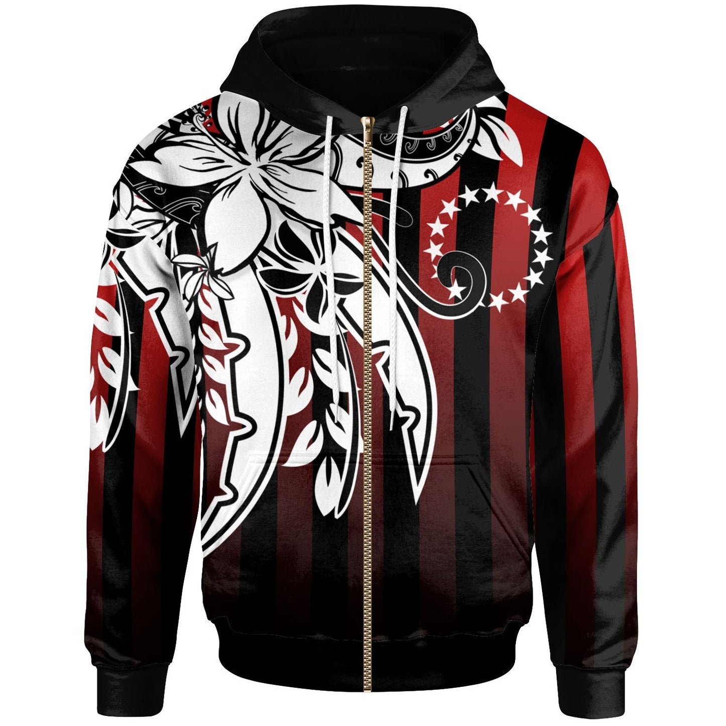Cook Islands Zip Hoodie Vertical Stripes Style