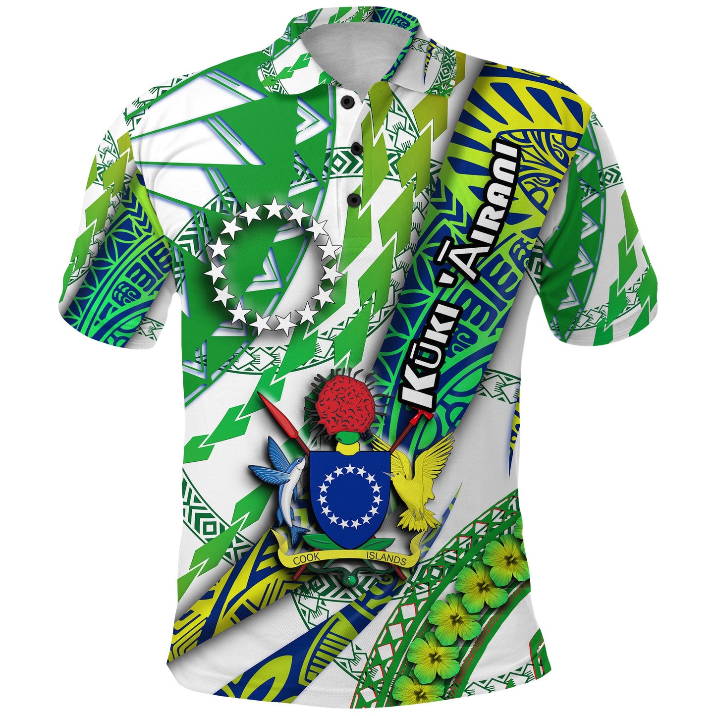 Cook Islands Polo Shirt Artsy Style - White Shirt