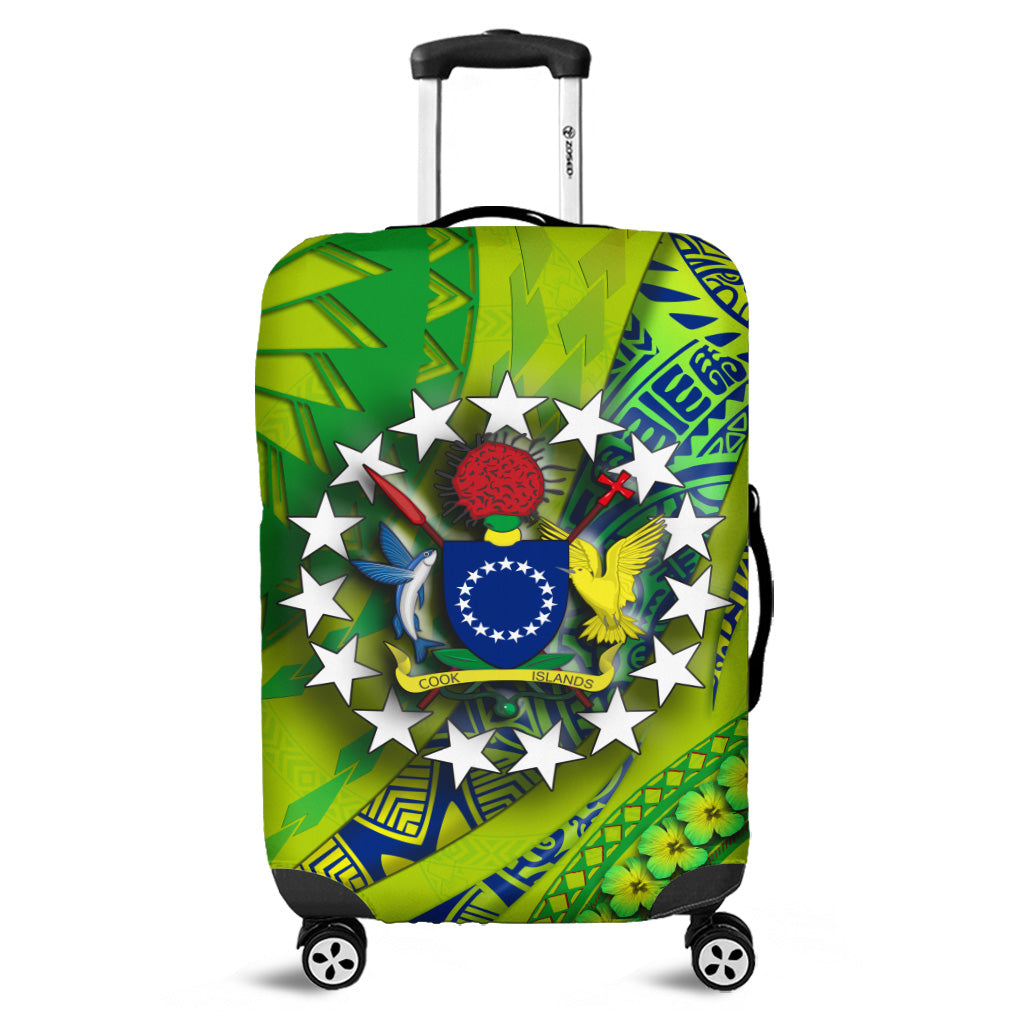 Cook Islands Luggage Cover Artsy Style Green