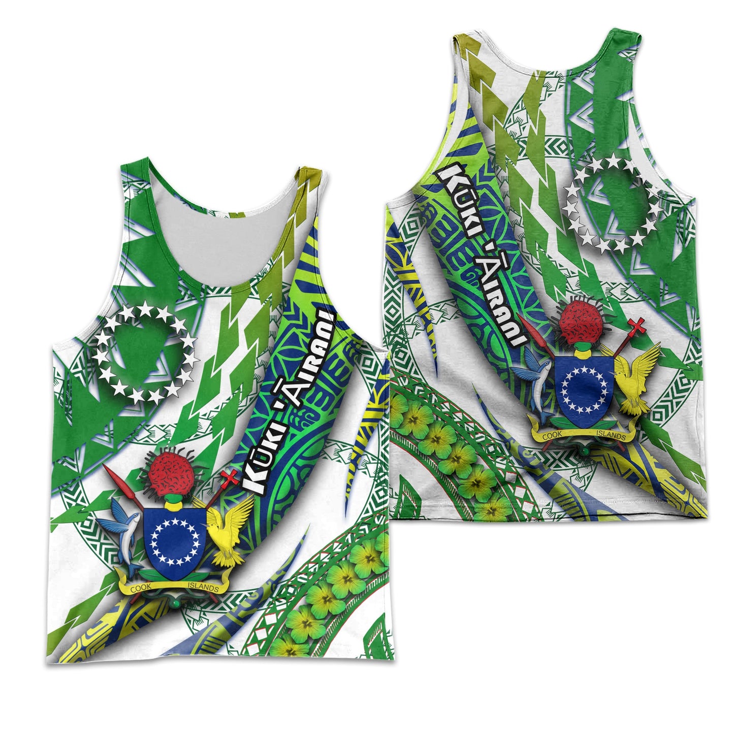 Cook Islands Men Tank Top Artsy Style White