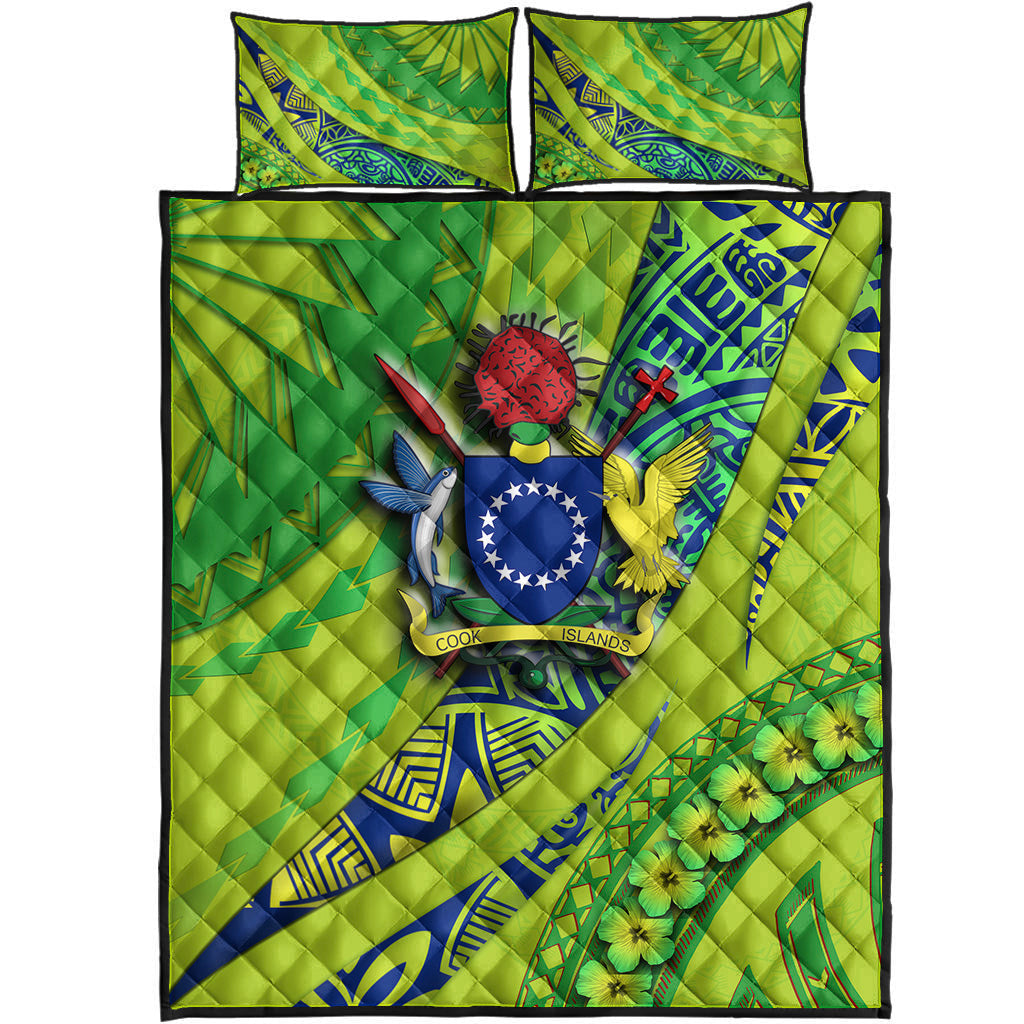 Cook Islands Quilt Bed Set Artsy Style Green