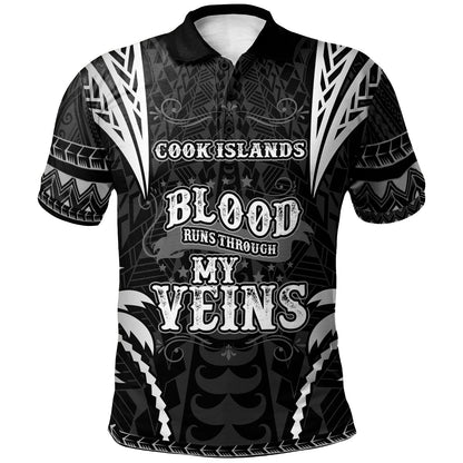 Cook Islands Polo Shirt - Blood Runs Through My Veins Style Black