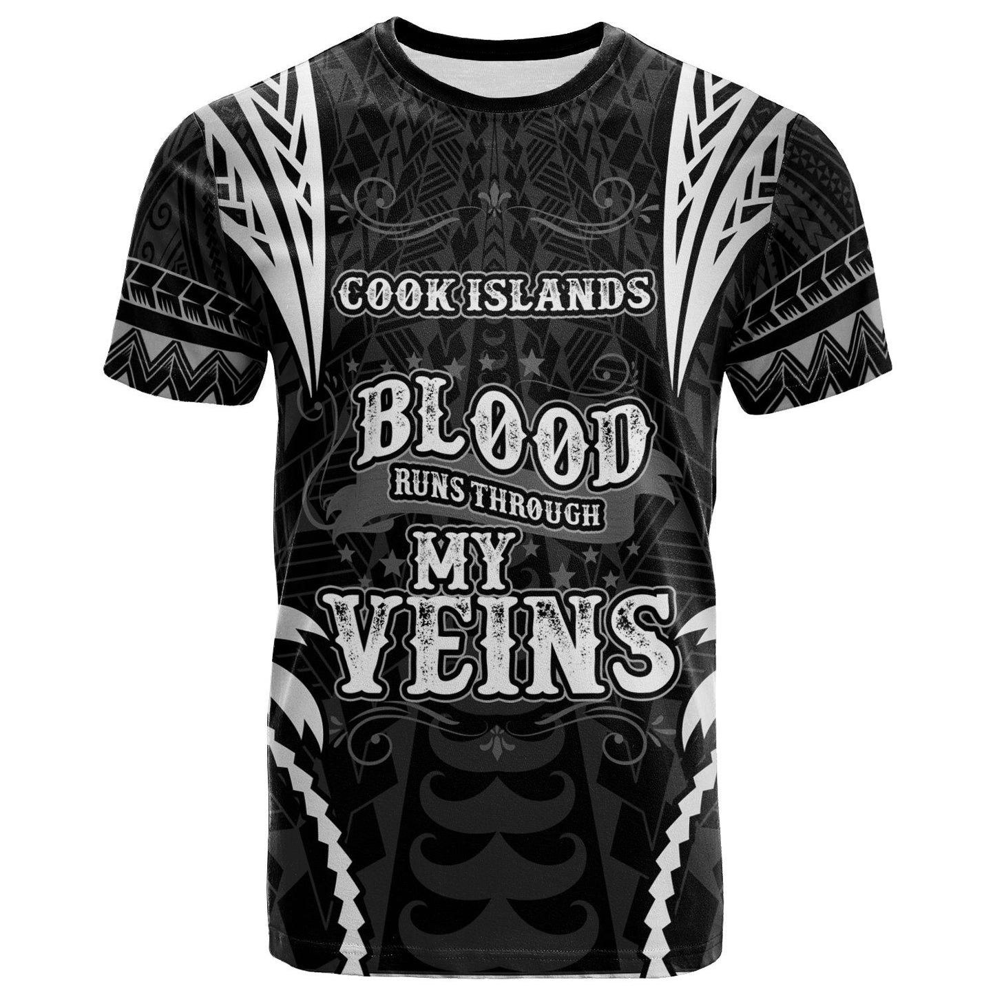 Cook Islands T Shirt Blood Runs Through My Veins Style Black