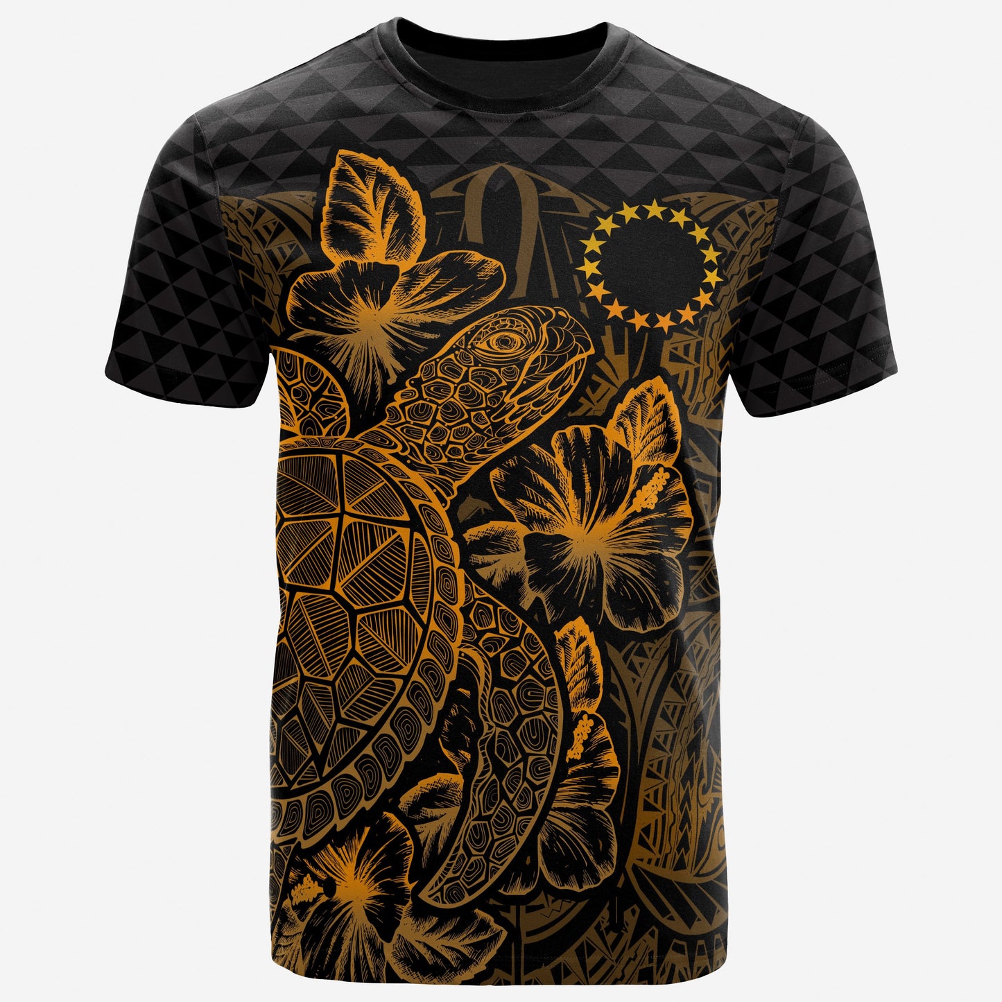 Cook Islands T Shirt Cook Islands Flag Turtle Hibiscus Gold