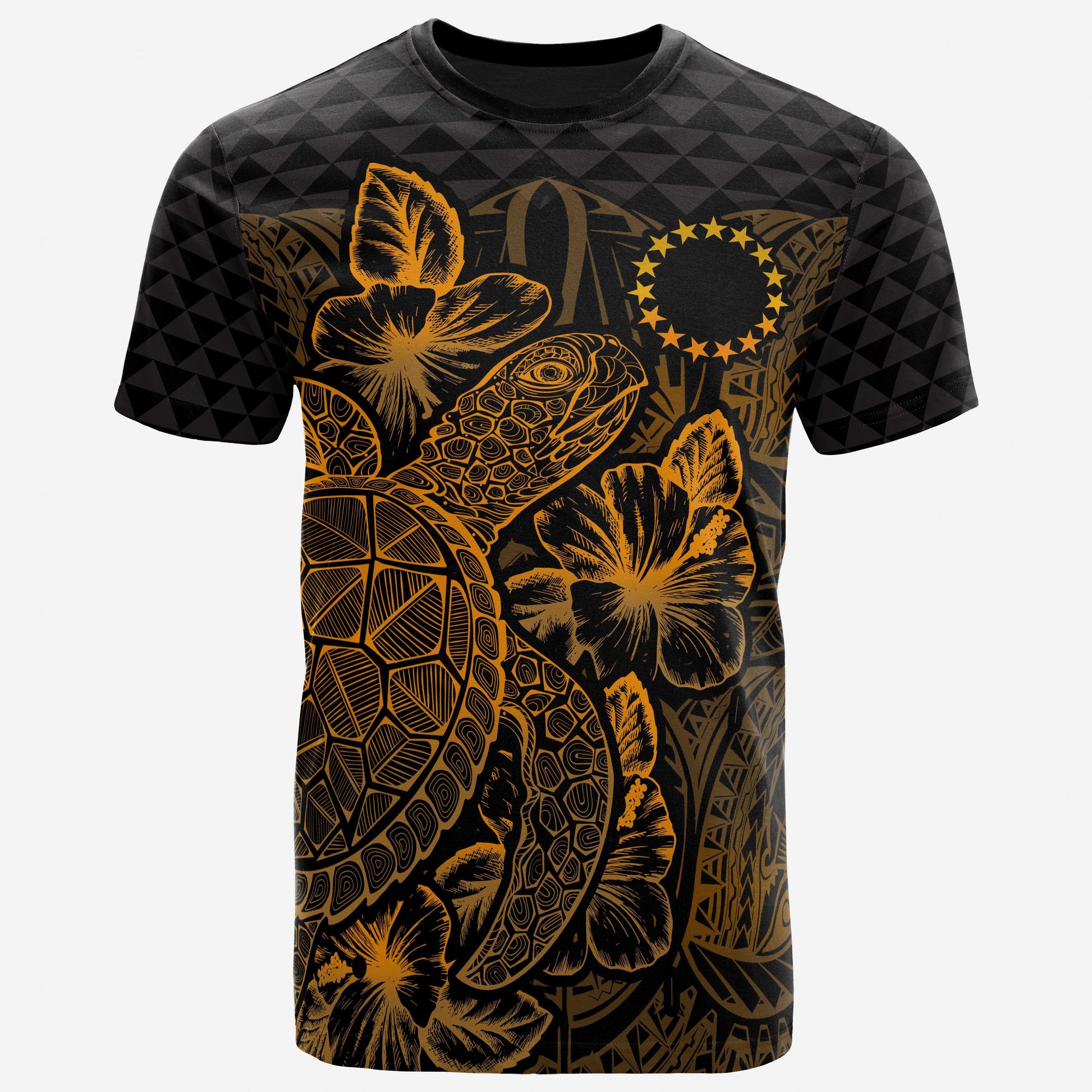 Cook Islands T Shirt Cook Islands Flag Turtle Hibiscus Gold