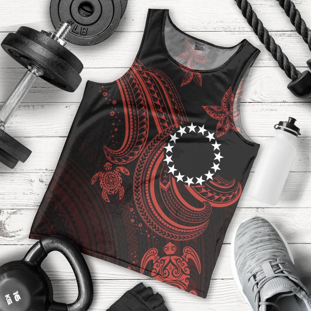 Cook Islands Custom Men's Tank Top Red Turtle