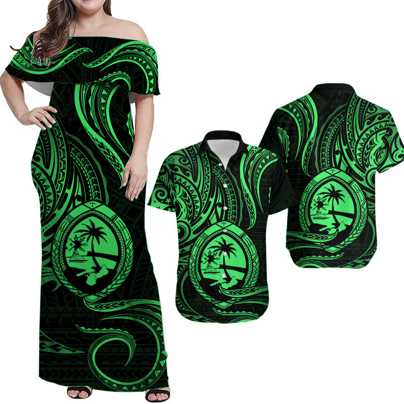 Matching Outfits For Couples Polynesian Guam With Polynesian Tribal Tattoo and Coat of Arms Version