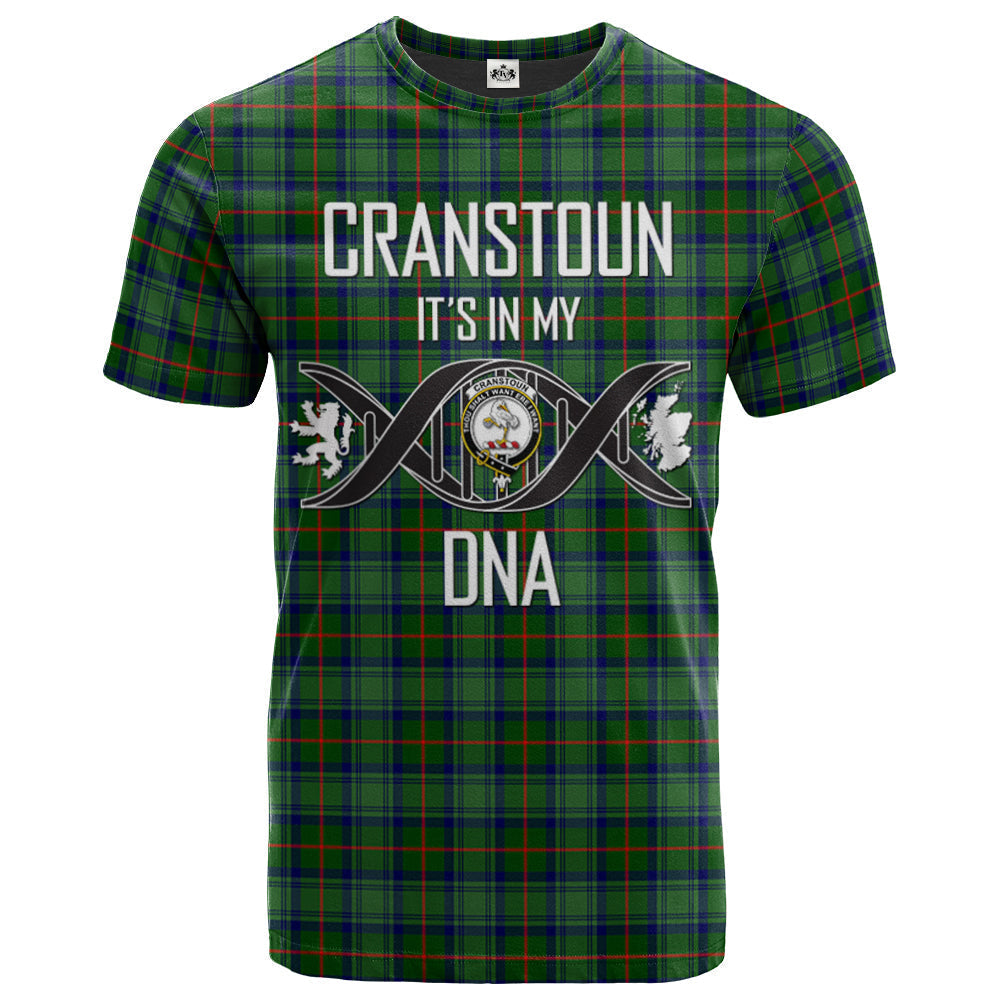 Printivon Cranstoun Clan DNA In Me Tartan Crest T Shirt