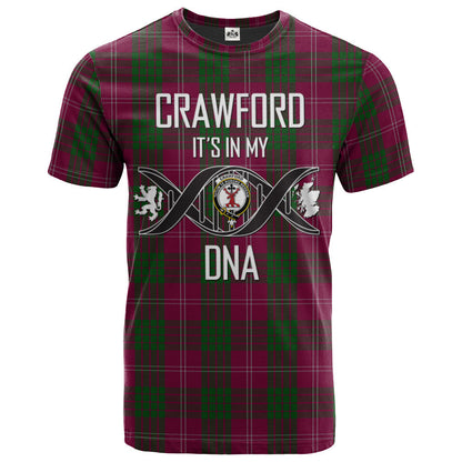 Printivon Crawford Clan DNA In Me Tartan Crest T Shirt