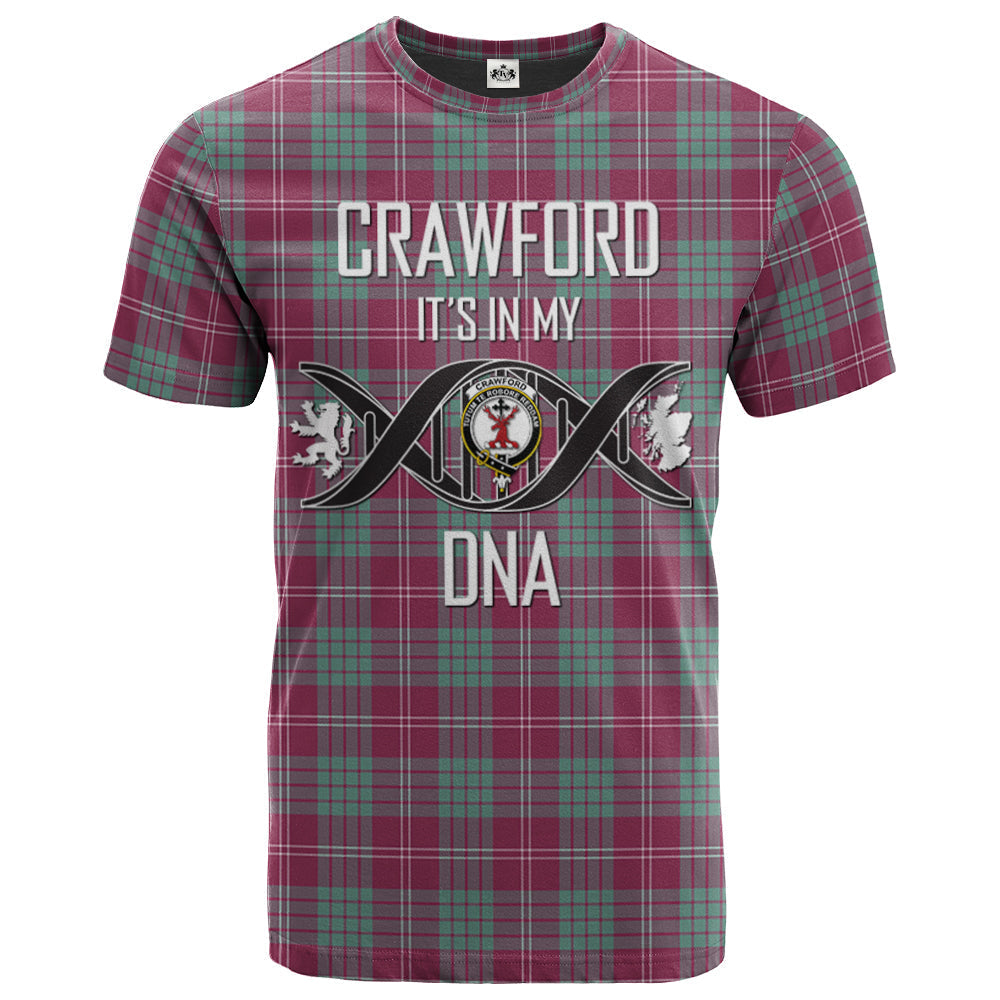 Printivon Crawford Ancient Clan DNA In Me Tartan Crest T Shirt